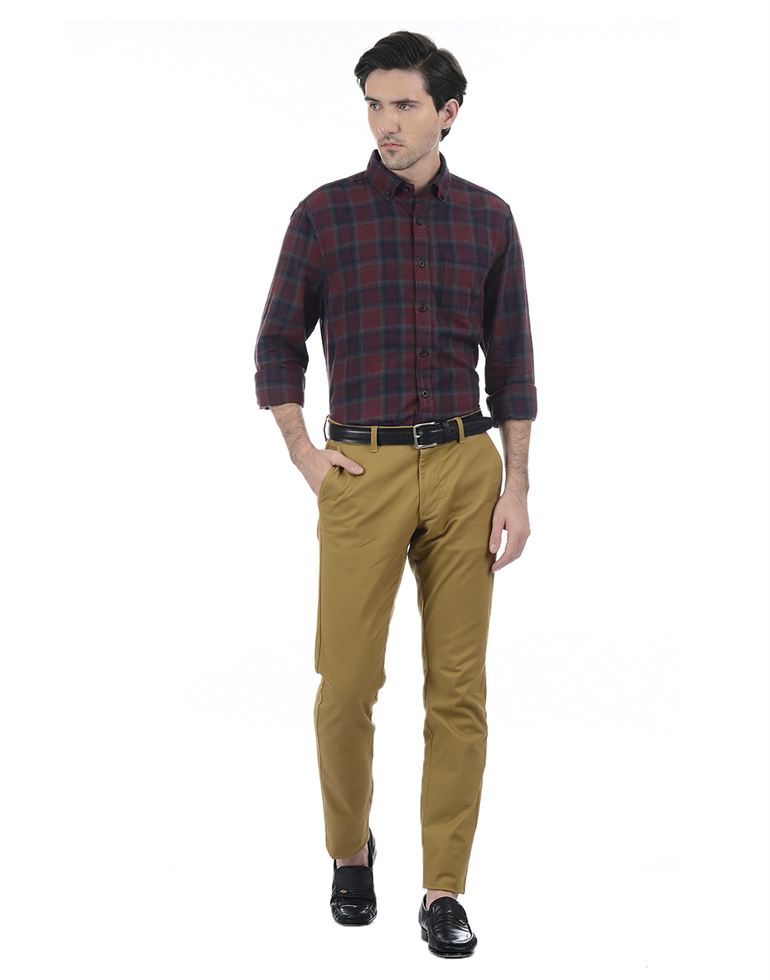 London Fog Men Casual Wear Checkered Shirt