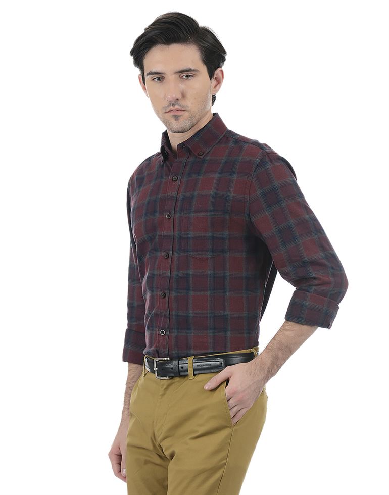 London Fog Men Casual Wear Checkered Shirt