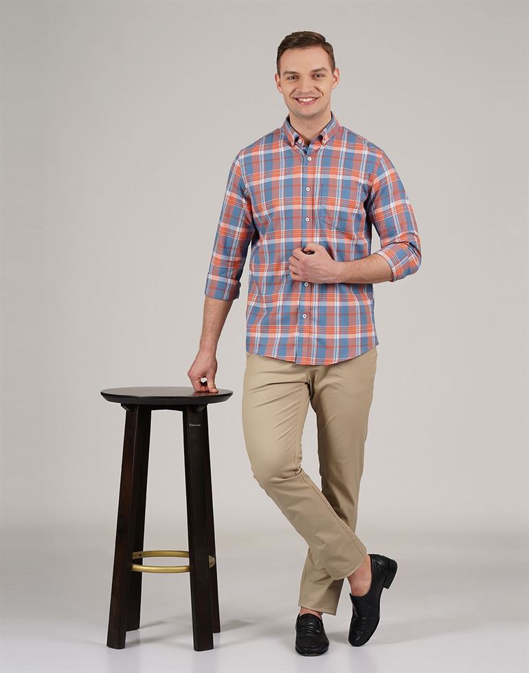London Fog Men Casual Wear Checkered Shirt