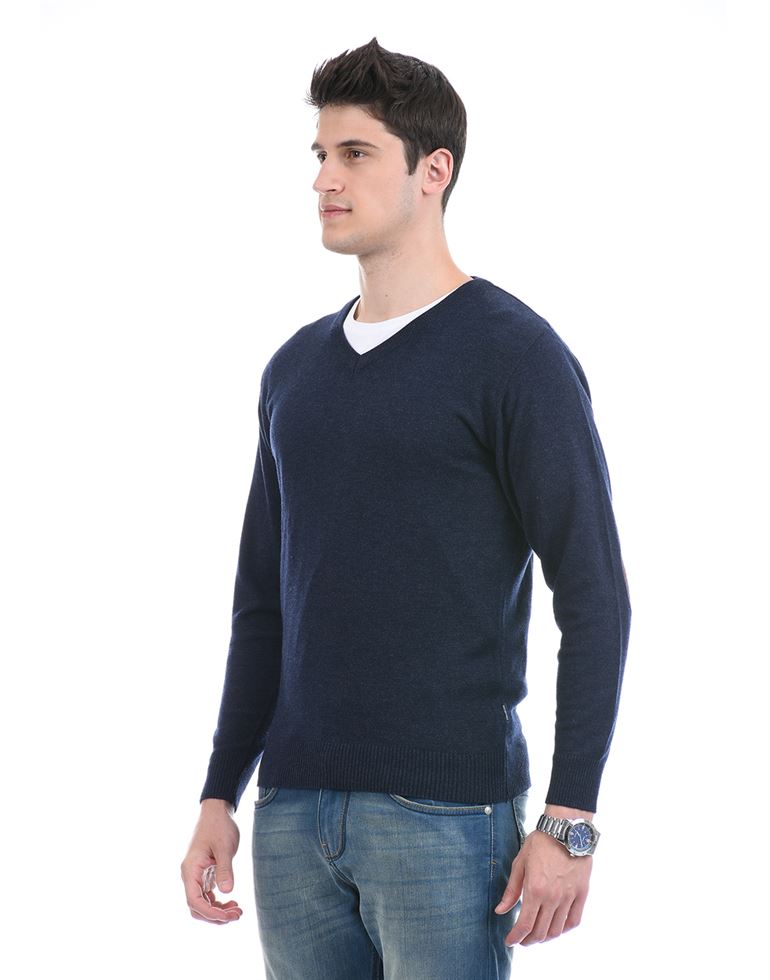 London Fog Men Casual Wear Solid Navy Blue Pullover