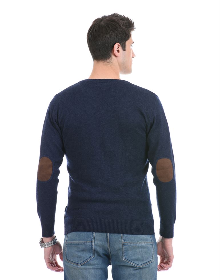 London Fog Men Casual Wear Solid Navy Blue Pullover