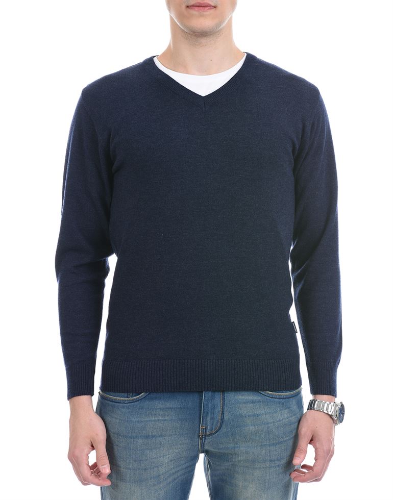 London Fog Men Casual Wear Solid Navy Blue Pullover