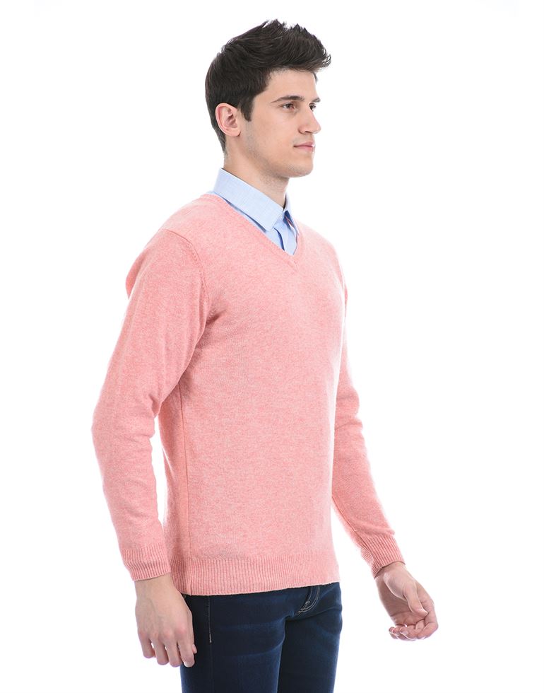 London Fog Men Casual Wear Solid Pink Pullover