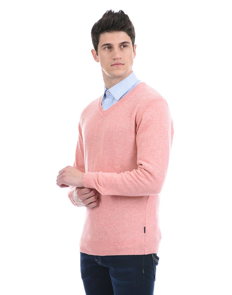 London Fog Men Casual Wear Solid Pink Pullover