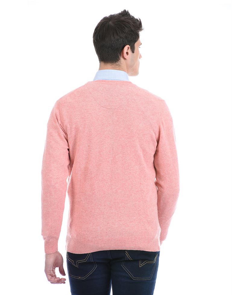 London Fog Men Casual Wear Solid Pink Pullover