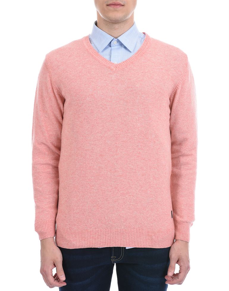 London Fog Men Casual Wear Solid Pink Pullover