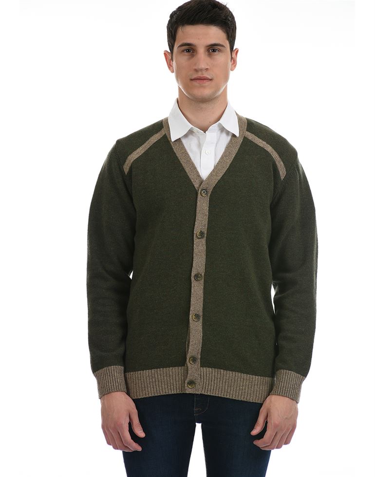 London Fog Men Casual Wear Solid Dark Green Cardigan