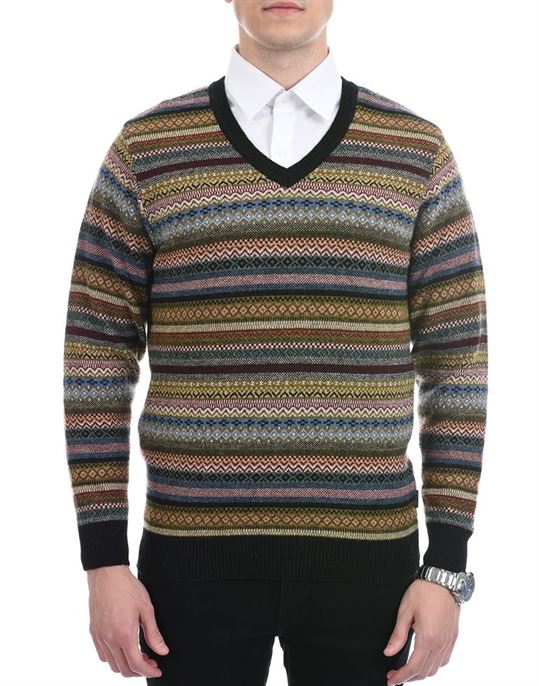 London Fog Men Casual Wear Self Design Multicolor Pullover