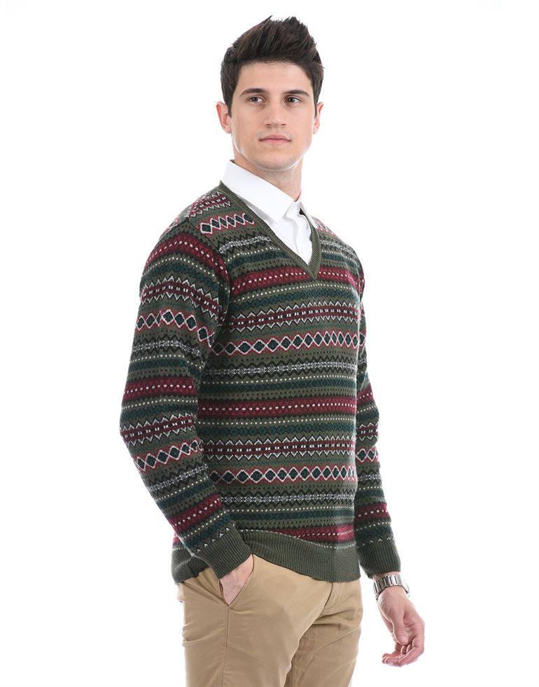 London Fog Men Casual Wear Self Design Multicolor Pullover