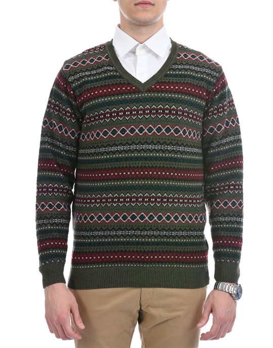 London Fog Men Casual Wear Self Design Multicolor Pullover