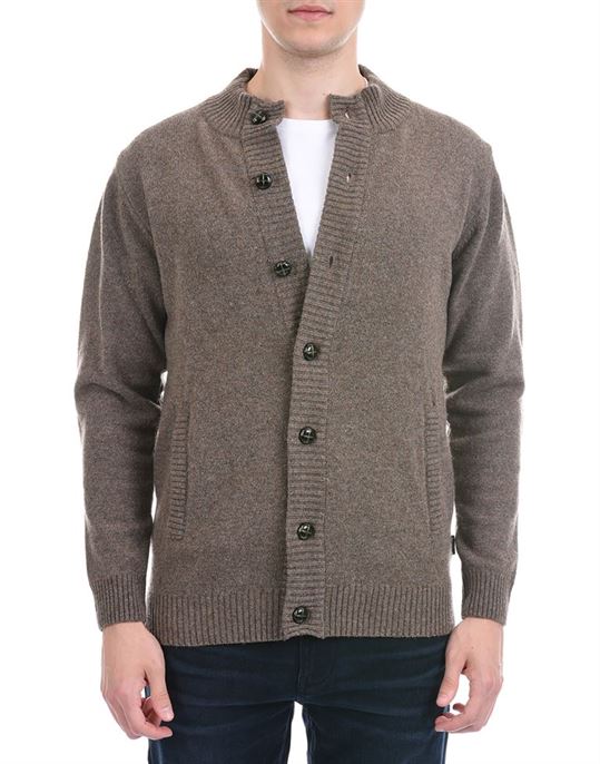 London Fog Men Casual Wear Solid Brown Cardigan