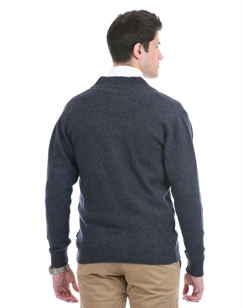 London Fog Men Casual Wear Solid Navy Blue Cardigan