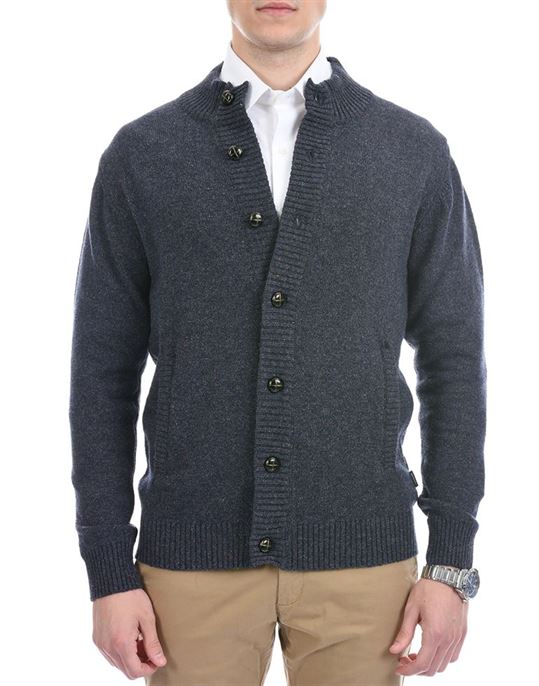 London Fog Men Casual Wear Solid Navy Blue Cardigan