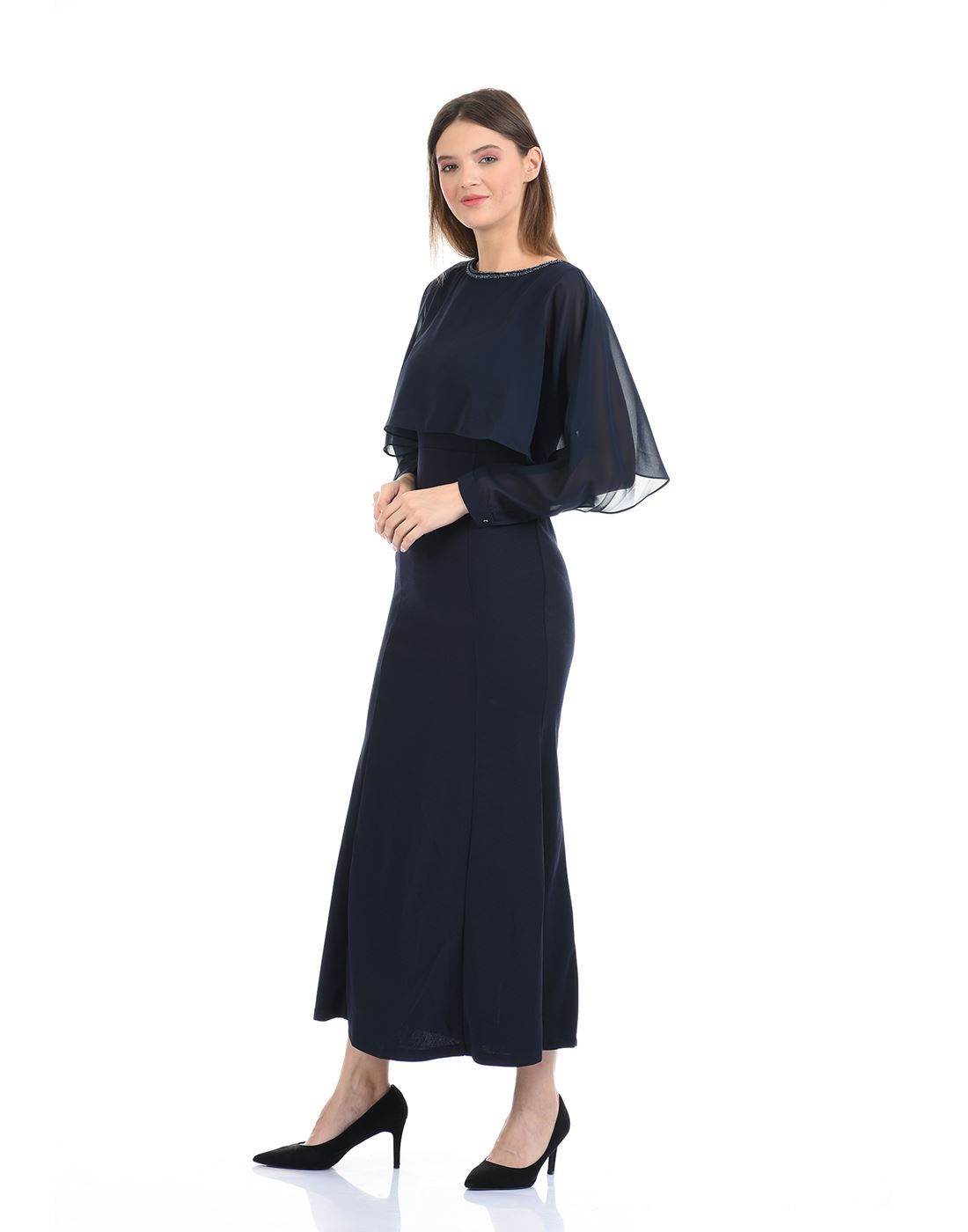 Madame Women Casual Wear Navy Blue Maxi Dress