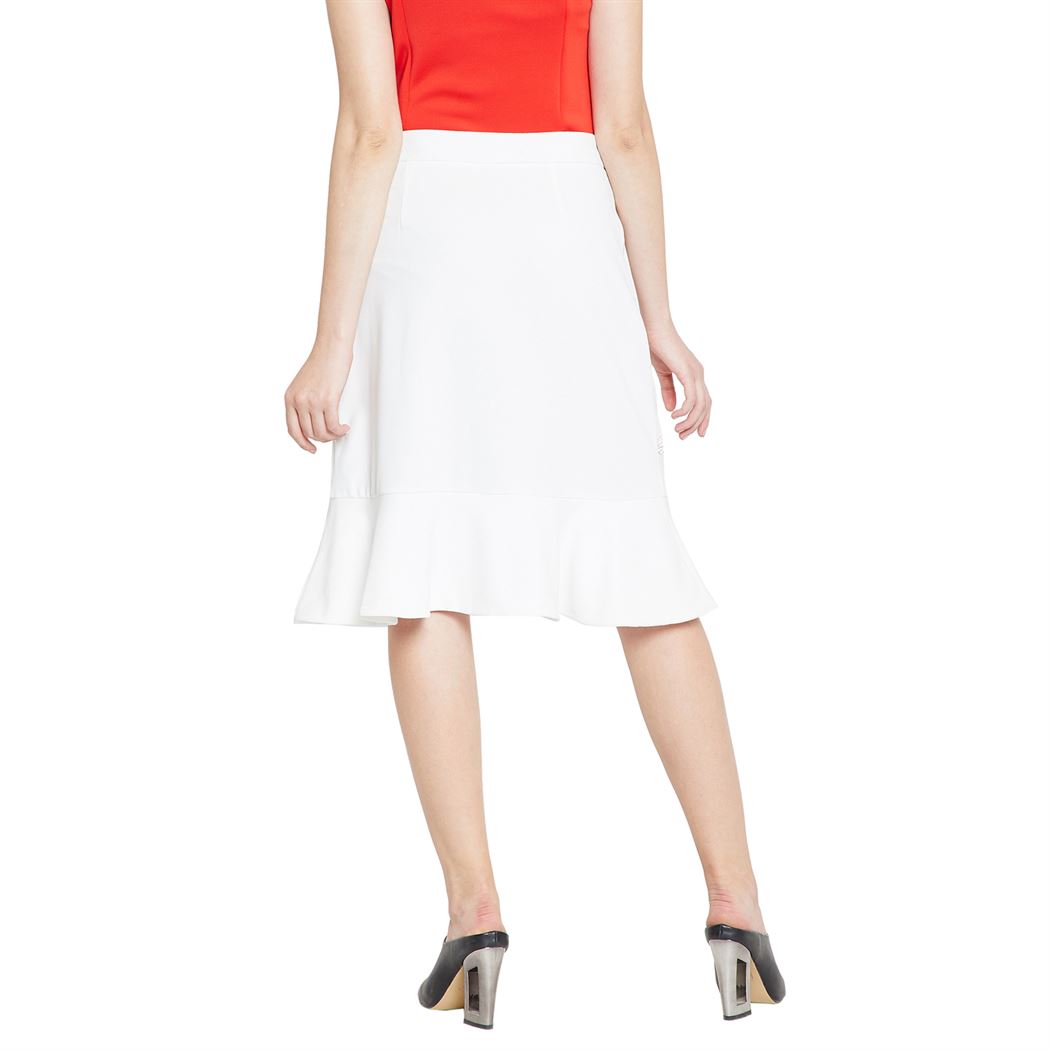 Madame Women Casual Wear White Tulip Skirt