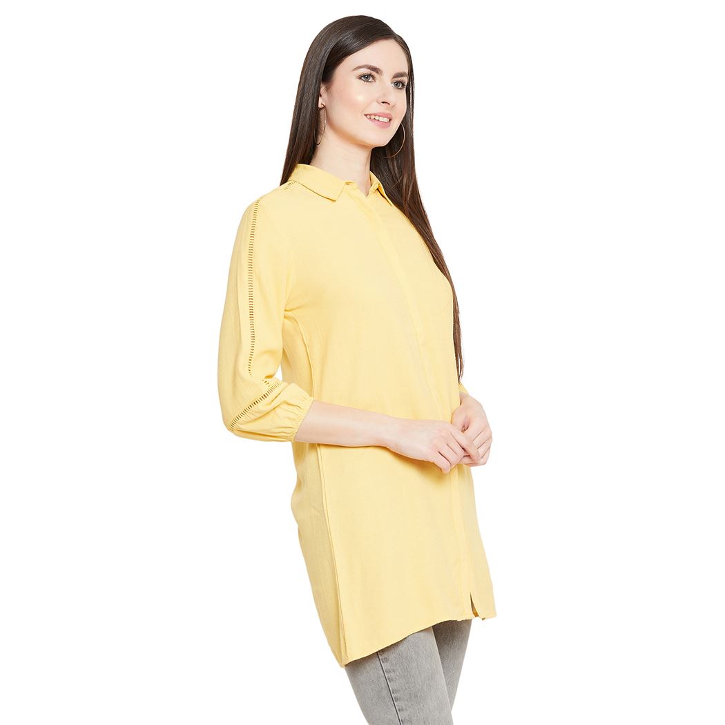 Madame Women Casual Wear Yellow Shirt