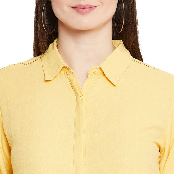 Madame Women Casual Wear Yellow Shirt