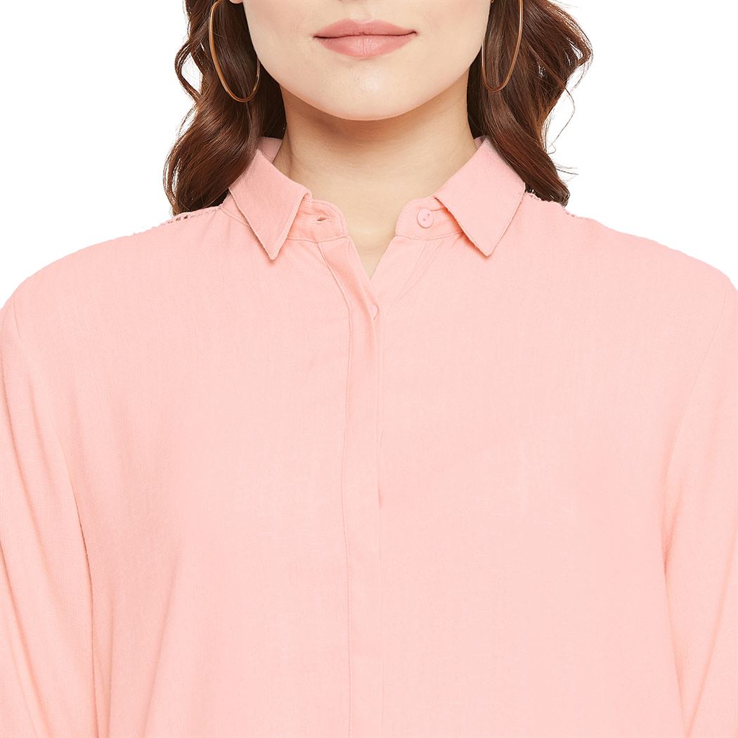 Madame Women Casual Wear Pink Shirt