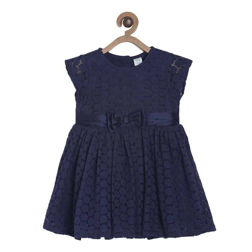 Miniklub Girls Blue Textured Dress