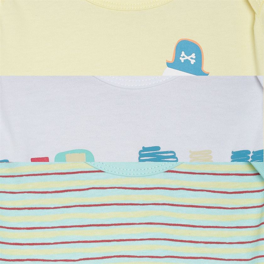 Miniklub Boys Multicolor Striped Pack of 3 T Shirts