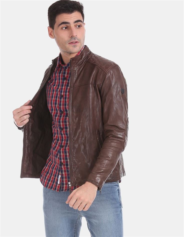 us polo brown leather jacket