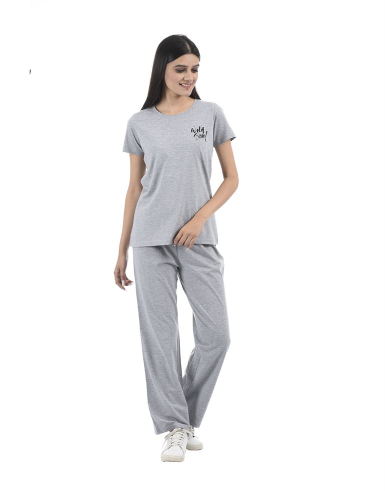 Oneway Women Night Wear Grey Nightsuit