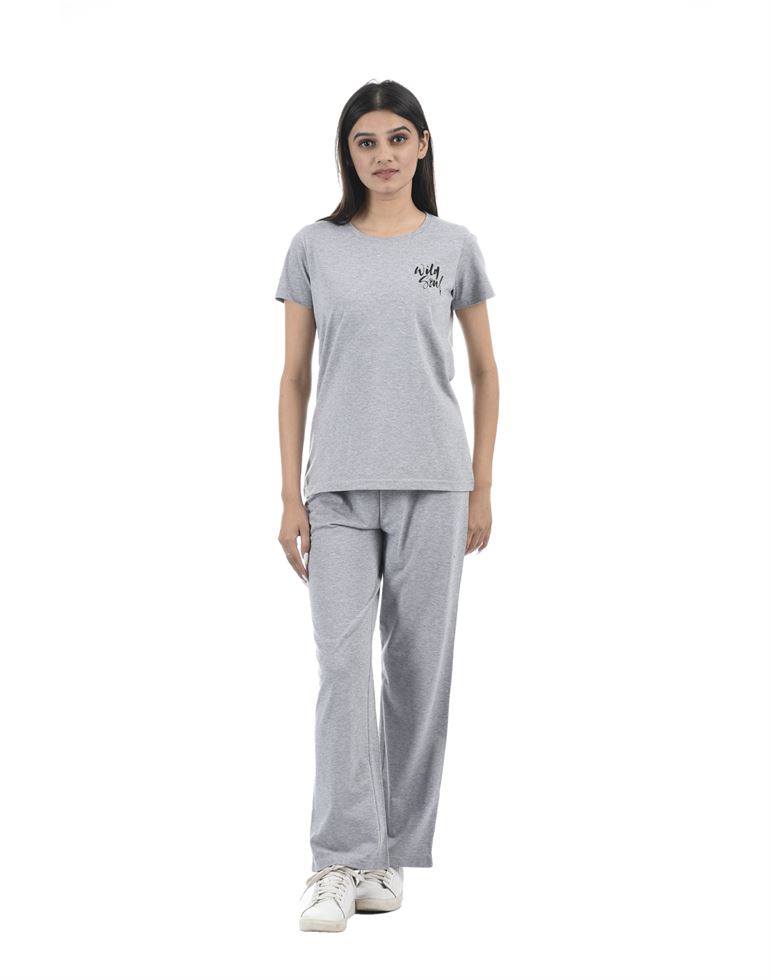 Oneway Women Night Wear Grey Nightsuit