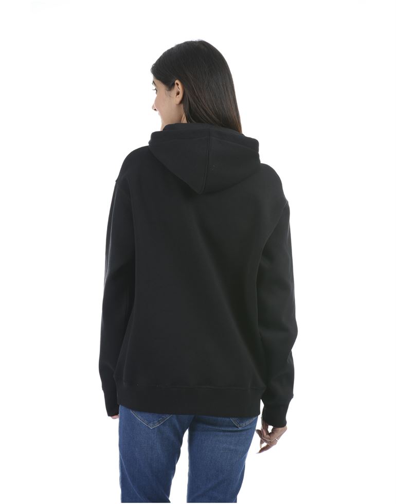 Oneway Women Black Solid Hooded Sweat Shirt