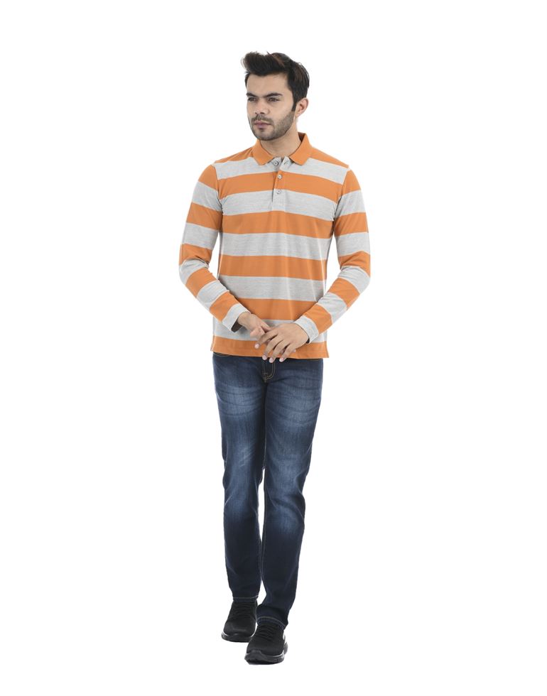 Oneway Men Casual Wear Orange T-Shirt