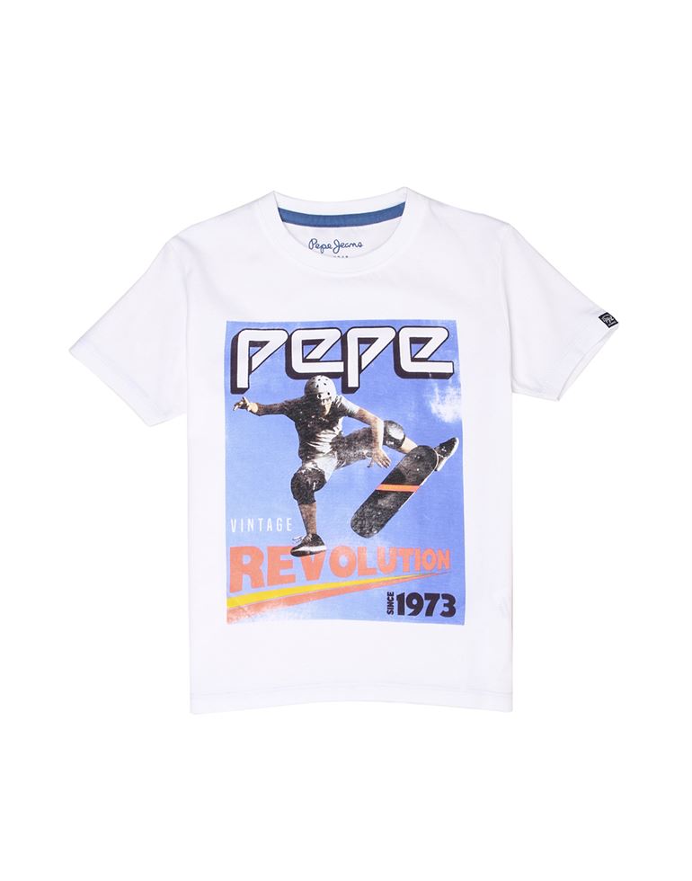 Pepe Jeans Boys Graphic Print White T-Shirt | White | 121770