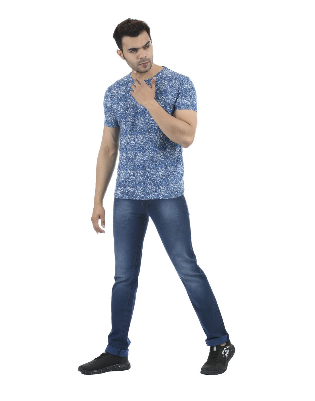 Pepe Jeans Men Casual Wear Blue Printed T-Shirt | Blue | 152380