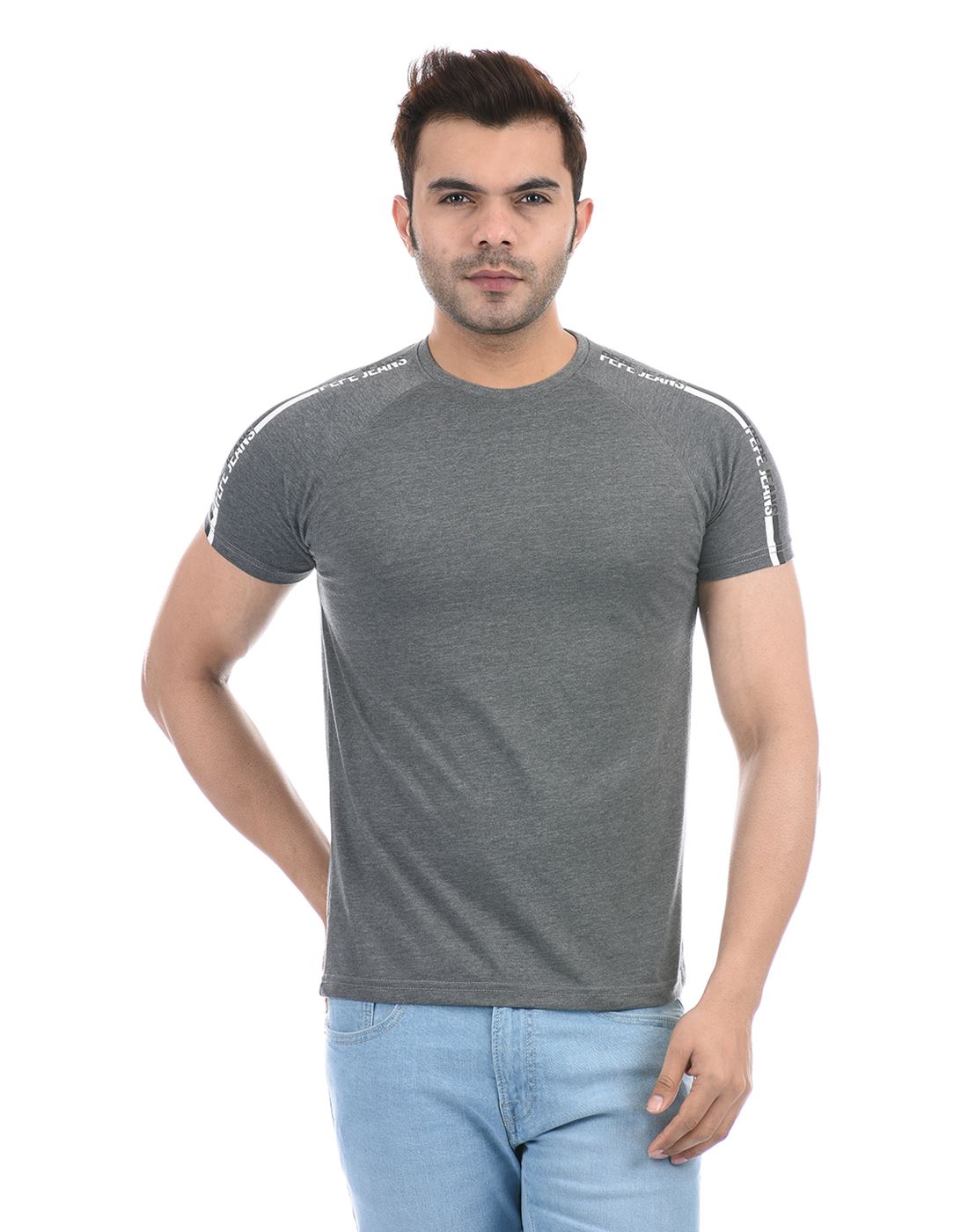 Pepe Jeans Men Casual Wear Grey Solid T-Shirt | Grey | 144422