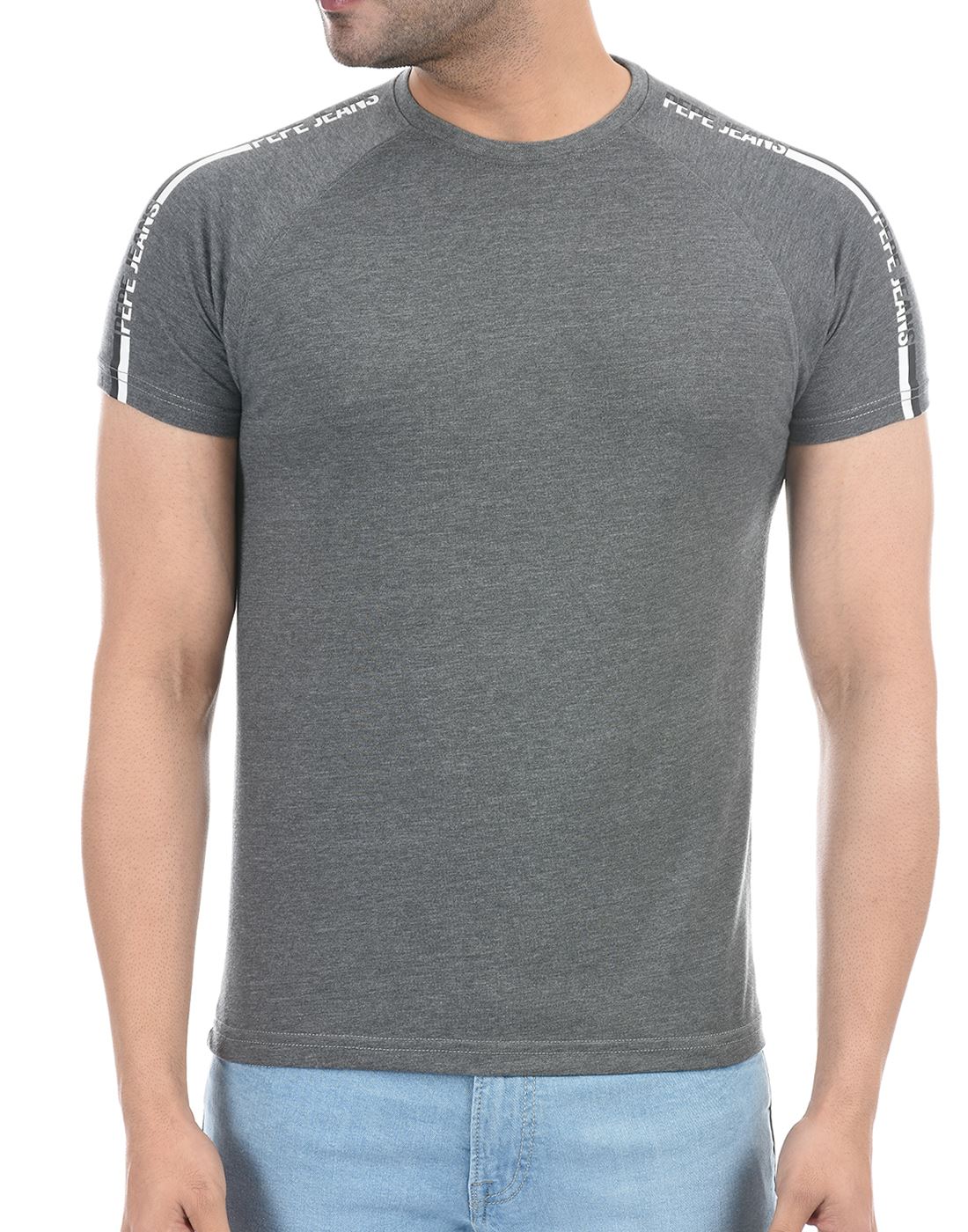 Pepe Jeans Men Casual Wear Grey Solid T-Shirt | Grey | 144422