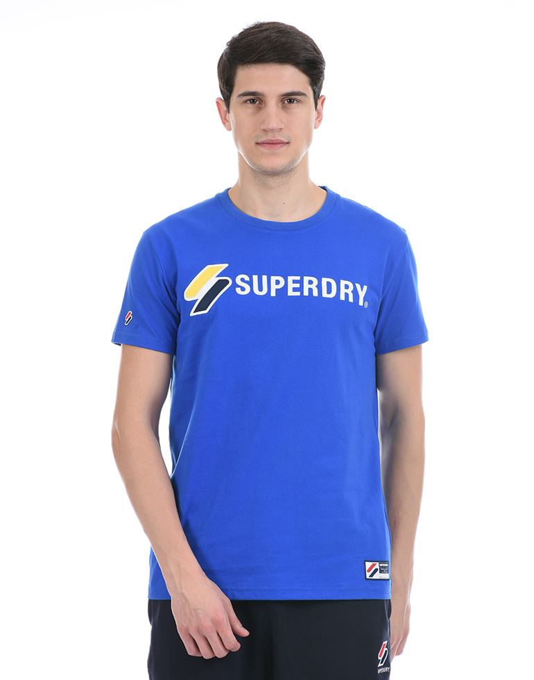 Super Dry Men Casual Wear Blue T-Shirt