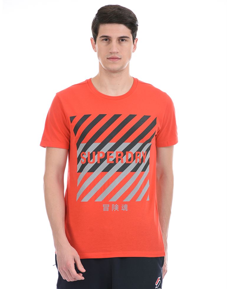 Super Dry Men Casual Wear Orange T-Shirt