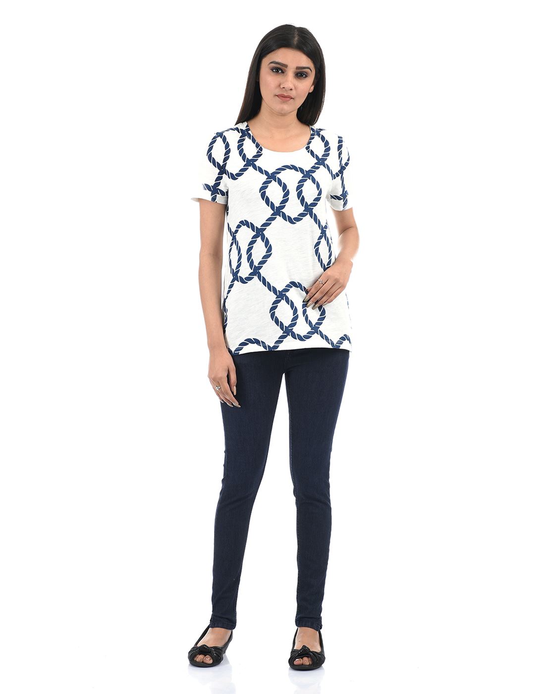 Talia Women Casual Wear Clean Look Mid Rise Dark Blue Jeans