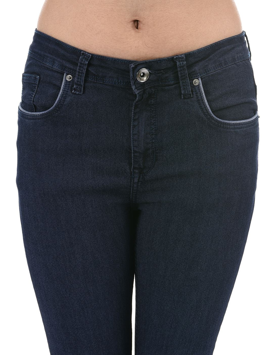 Talia Women Casual Wear Clean Look Mid Rise Dark Blue Jeans