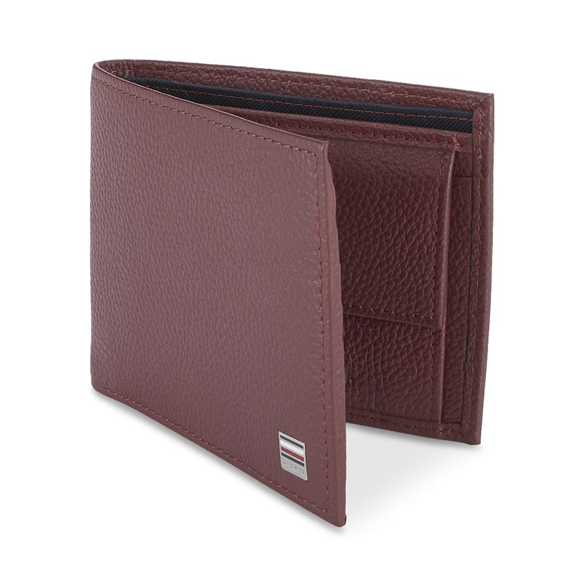 Tommy Hilfiger Leather Men Burgundy Fold Wallet