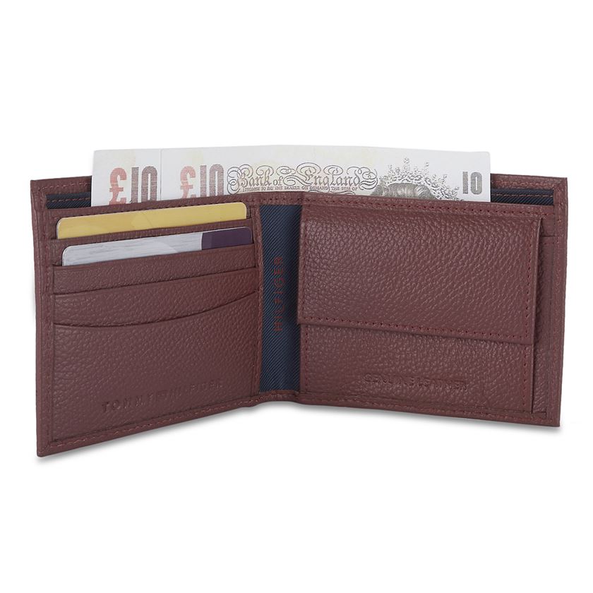 Tommy Hilfiger Leather Men Burgundy Fold Wallet