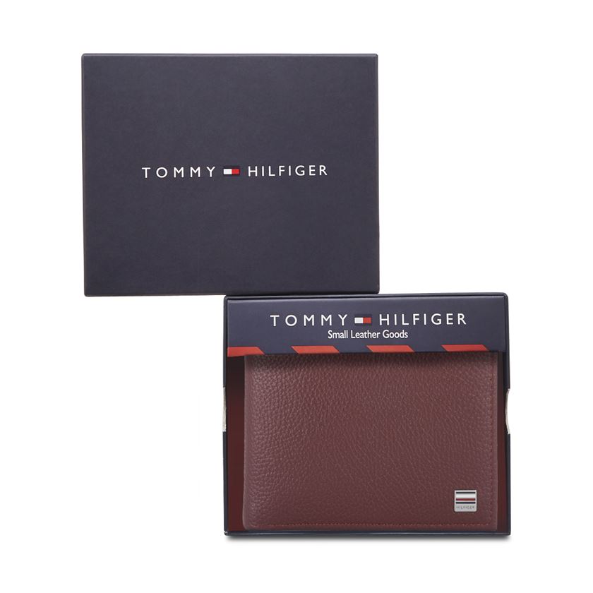 Tommy Hilfiger Leather Men Burgundy Fold Wallet