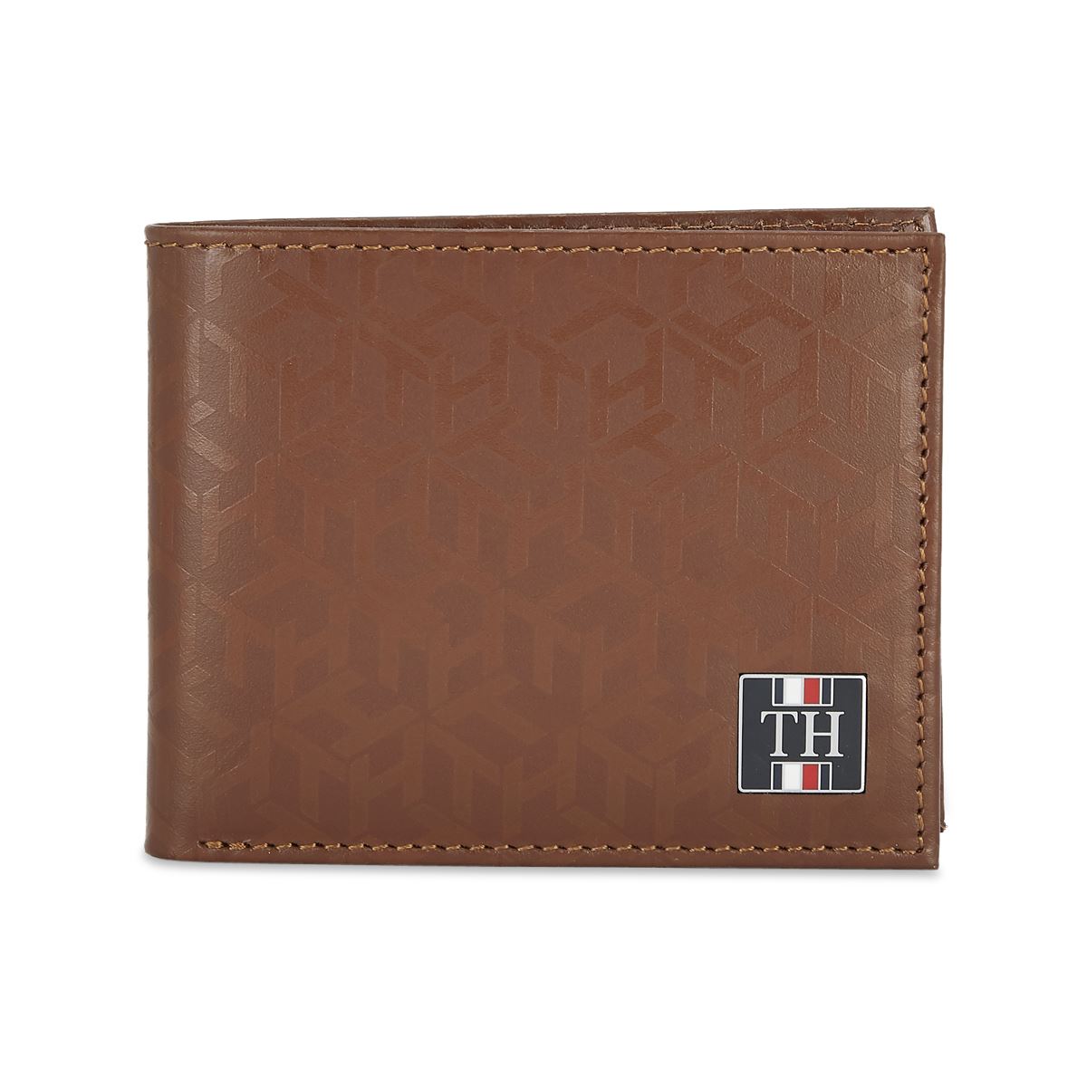 Tommy Hilfiger Leather Mens Printed Tan Franco Global Coin Wallet