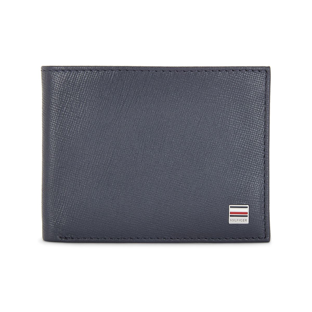 Tommy Hilfiger Leather Mens Textured Navy Orchid Slimfold Wallet