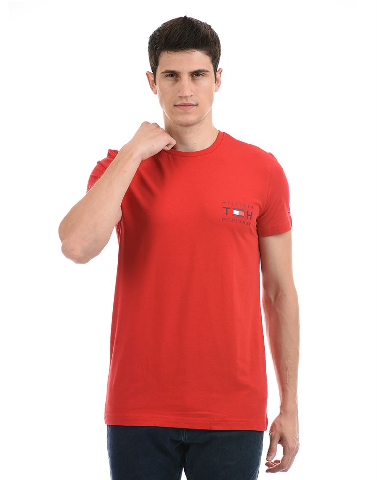 Tommy Hilfiger Men Casual Wear Red T-Shirt