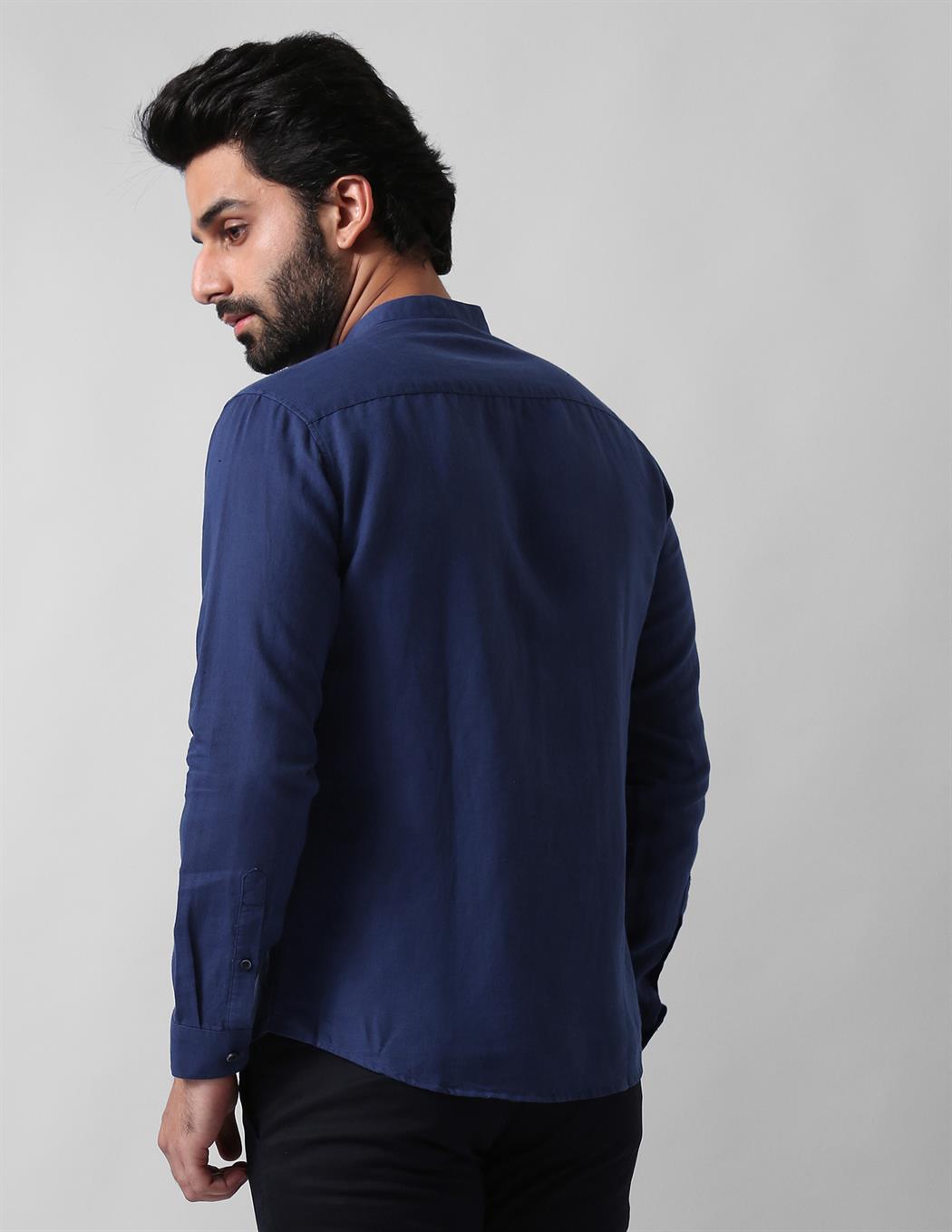 True Blue Men Casual Wear Solid Shirt