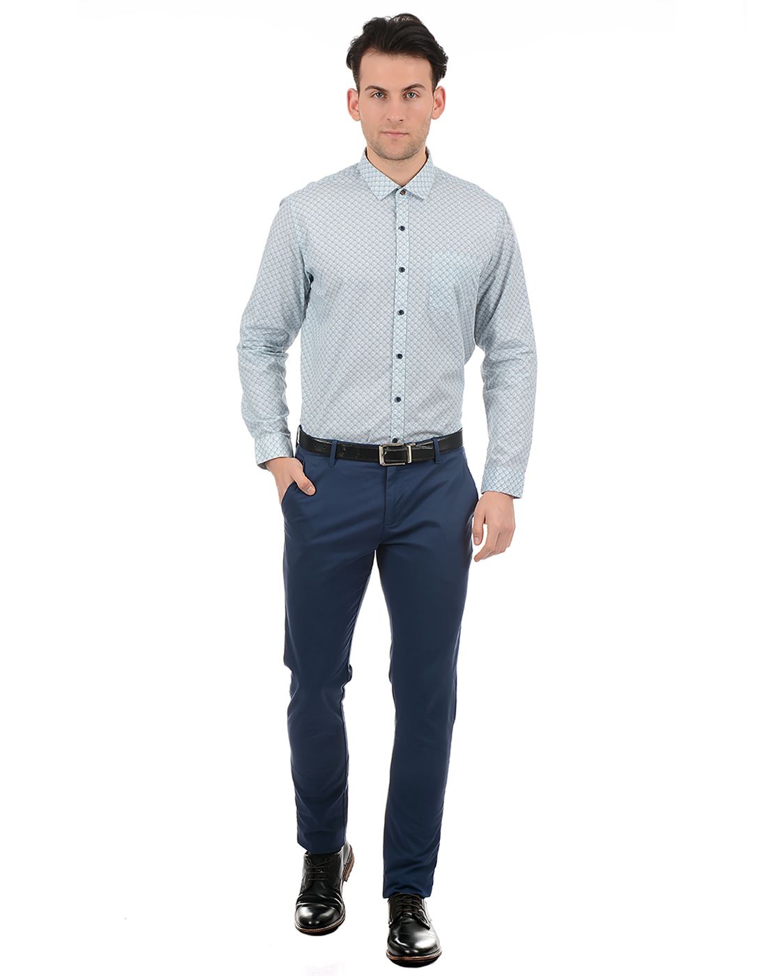 True Blue Men Blue Casual Wear Shirt