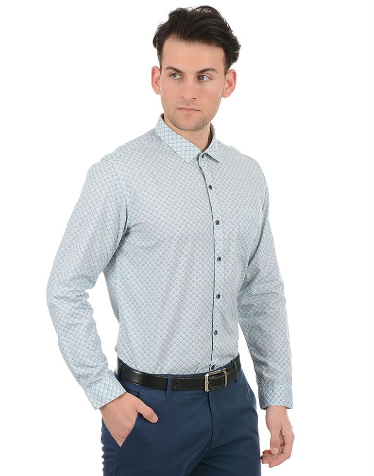 True Blue Men Blue Casual Wear Shirt