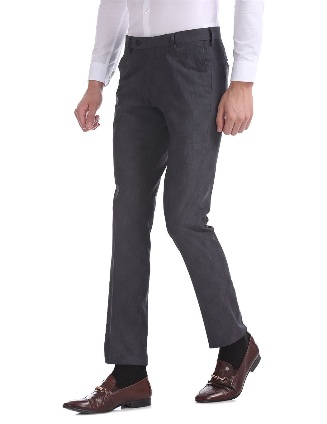 Buy US Polo Assn Men Beige Slim Fit Self Design Formal Trousers   Trousers for Men 2364739  Myntra
