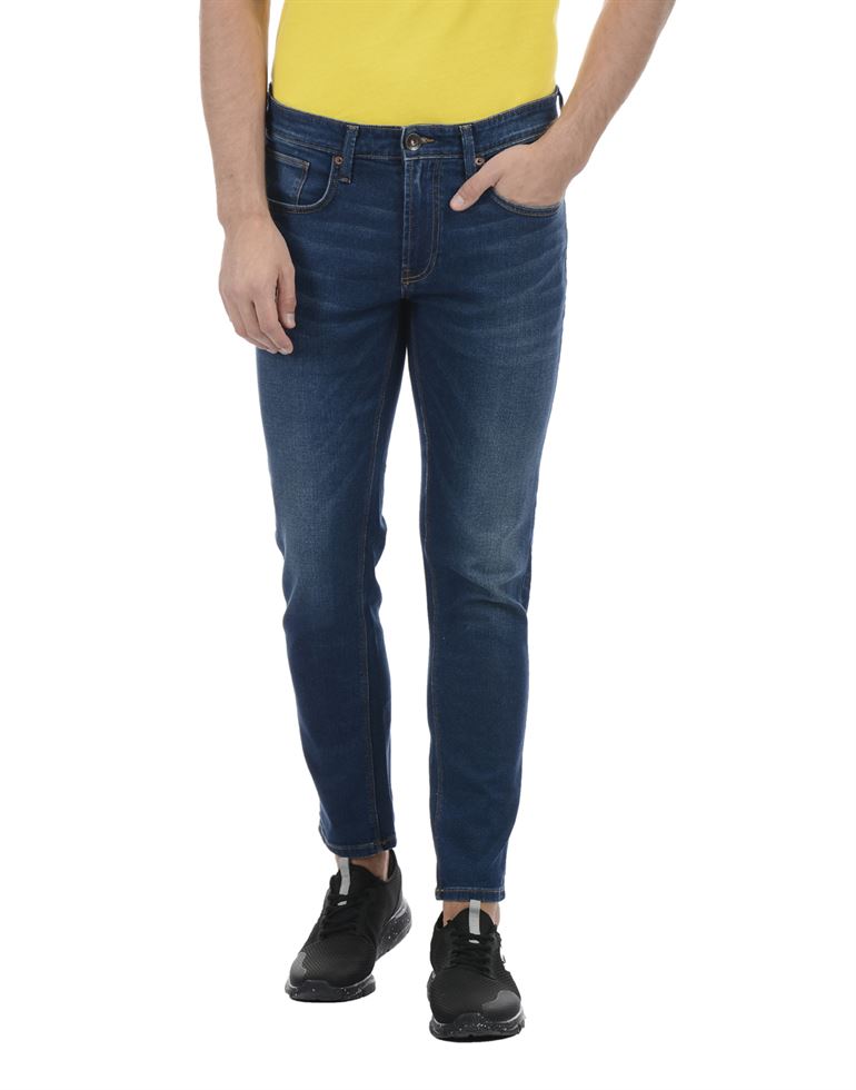 solid blue jeans