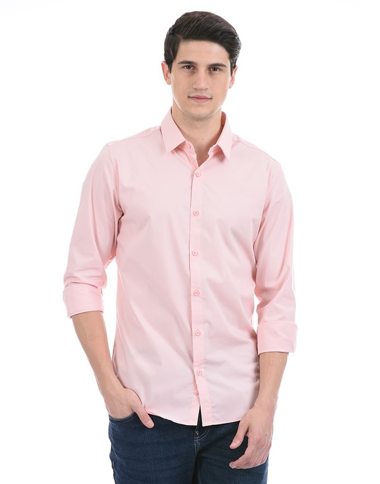 United Colors of Benetton Men Casual Wear Pink Shirt
