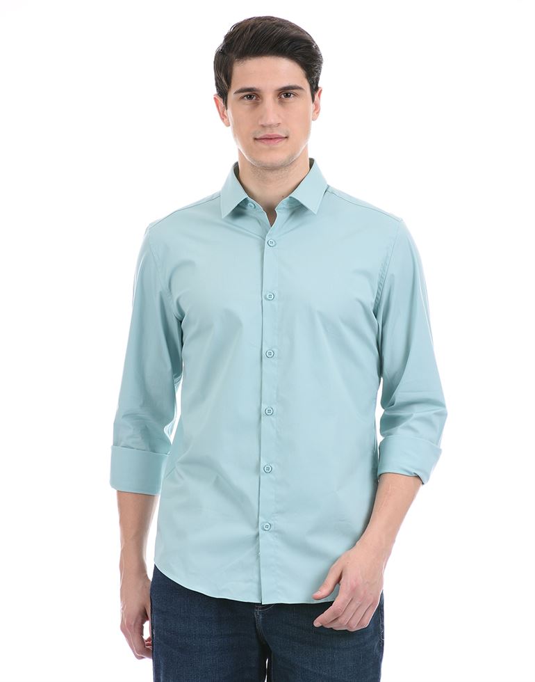 United Colors of Benetton Men Casual Wear Green Shirt